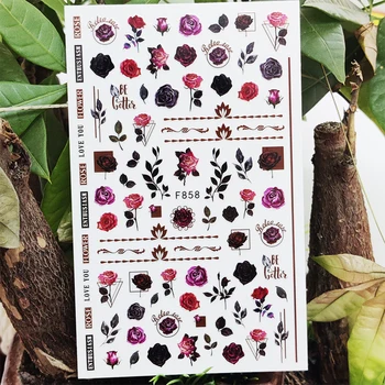 3D Стикери За Нокти Пролетен Букет Писмо Любов Цвят на Рози, Цветя Линия Дизайн Маникюр Переводные Етикети Плъзгачи Декорации За Нокти