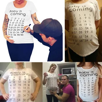 Baby Is Coming Дамски Дрехи за Бременни с Принтом, Къса Тениска за Бременни, Забавен Топ за Фотосесия, Новородените, по-Големи Размери, Тениска за Бременни