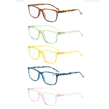 Boncamor Очила за четене Пружинен Шарнир За Мъже и Жени е с Цветна Правоъгълна Дограма HD Очила за четене с Диоптриями +1.0+3.0+5.0+6.0