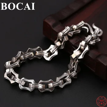 BOCAI S925 Гривна от Сребро за Мъже 2021 Мода Ретро Тайландски Сребърен Арогантен Квадратна Верижка от Чисто Сребро Бижута
