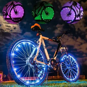 Многоцветен 20 Led Bike Вело Светлини Led Ленти Струнни Ленти На Колелата Мотор Лампа Спици Лампи Колела Водоустойчив Светлина I4p2
