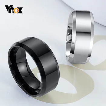 Просто пръстен Vnox 6/8 мм за Мъже, Основно годежен пръстен от лъскава неръждаема стомана, Ежедневното Класическо Просто Украса на Пръст на Момчето #6 -#13
