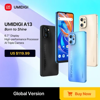 UMIDIGI A13 Глобалната версия на Смартфона Unisoc T610 4 GB 128 GB 20 Mp AI Тройната Помещение 6,7 