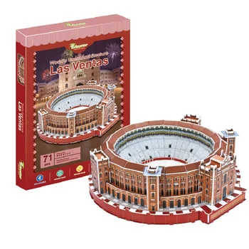 3D книжен пъзел модел на сградата играчка арена за борба с бикове Las Ventas торео Турада Мадрид Испания на световно известната архитектура ръчна работа подарък 1 бр.