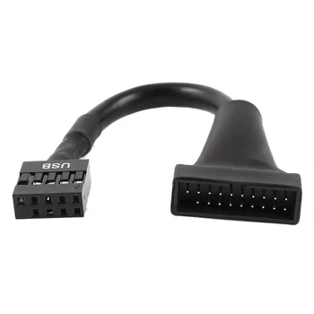 Черен USB 2.0 9-пинов Конектор за свързване на кабел-адаптер към USB 3.0 20-Пинов Конектор за свързване на кабел
