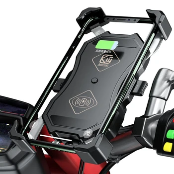 Мотоциклет Притежателя на Мобилен Телефон Планина за Мото Мотоциклет Огледало Мобилна Поставка Подкрепа QC 3,0 USB Qi Безжично Зарядно Устройство за Зареждане