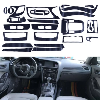 Интериорът Съоръжения Панел Превключвател за Управление на Прозореца Стикери Комплект е Подходящ За Audi A4 B8 4 Врати 2009-2016 3D Въглеродни Влакна Стил LHD