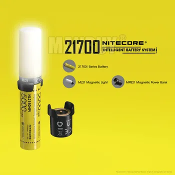NITECORE 21700 Интелектуална Акумулаторна система 3в1 NL2150HPi 5000 mah Акумулаторна батерия + MPB21 Powerbank + ML21 Фенерче с висок CRI