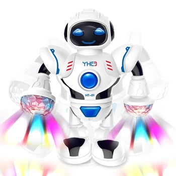 Мини Ослепителен Музикален Робот Лъскава Развитие Играчка Е-Ходене Танци Умен Космически Робот Детска Музика Аниме Фигурка Роботизирана Играчка