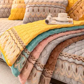 Зимата плюшевое топло покривка за дивана, дантелено нескользящее висококачествено кърпа за облегалката на дивана, мебели, пълно покритие, прахоустойчив защитен калъф