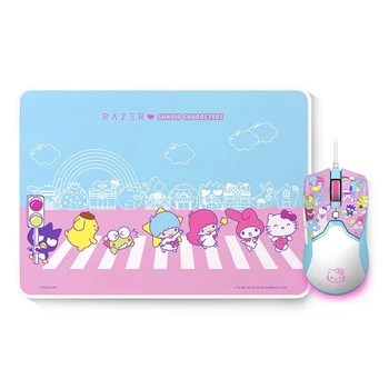 Kawaii Razer Sanrio Лимитирана Серия На Hello Kitty Съвместна Мишка + Подложка За Мишка Hello Kitty Детска Офис Периферни Устройства За Лаптоп