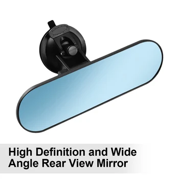 220*65 мм, Огледало за Обратно виждане Универсално Автомобилно Огледало за Камион 360 градуса Регулируемо Вътрешно Огледало за Обратно виждане с Вендузата за Автомобил
