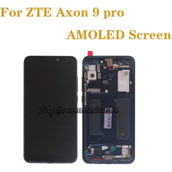Оригинален Amoled Дисплей За ZTE Axon 9 Pro A2019 LCD Дисплей oled Сензорен екран Дигитайзер В събирането на резервни части с рамка