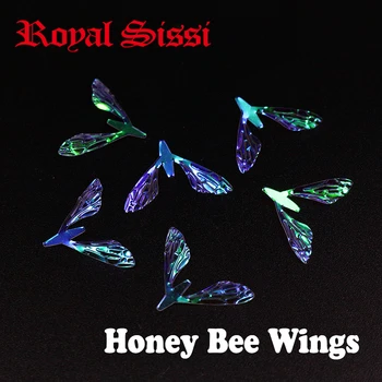 Royal Sissi гореща 10 двойки дъгова филм реалистични крилата на пчелите квинтесенцията на суха муха поли Плоски пчелни крила за риболов на пъстърва летят риболов