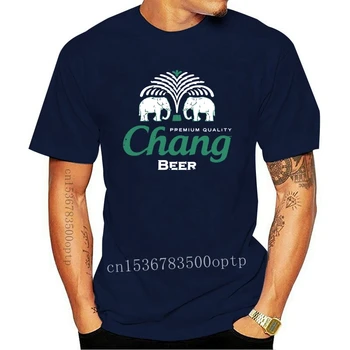 Тениска Премиум-клас Chang Beer, Тайланд, Elephant, Банкок, Лого, Махмурлук, Веселие, Култ, 100% Памук, летни Тениски с кръгло Деколте и Къс Ръкав