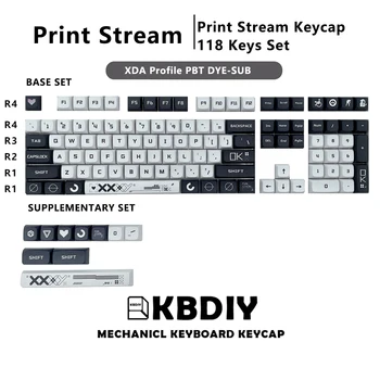 KBDiy Print Stream Keycap XDA Профил PBT CS GO Капачки за Ключове Черен, Бял Цвят 118 Набор от Клавиатури Капачки за Механична Геймърска Клавиатура MX по Поръчка САМ