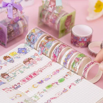 Комплект лента Васи корейски канцеларски материали kawaii ученически пособия тиксо papeleria coreana цветна лента сладки неща училищен комплект за момичета