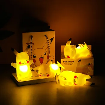 Аниме Пикачу Детска Спалня Нощна Светлина Еко Винил Малка Странична Лампа Детска Съпътстваща Светещ Играчка Pokemon Подаръци