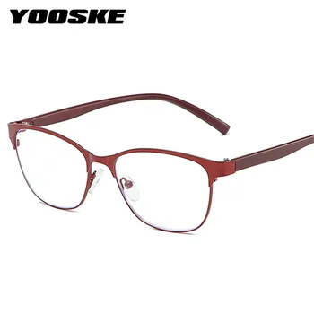 YOOSKE Блокер Очила за четене със синя светлина, Мъжки Бизнес Очила в метални Рамки, Дамски Очила от Далекогледство, със сини Лъчи + 100 + 400