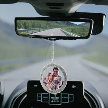 Персонализиран Автомобилен Медальон За Поръчка На Снимка Чар Автомобили Огледало За Обратно Виждане Окачен Авто Украшение Аксесоари За Интериора На Колата