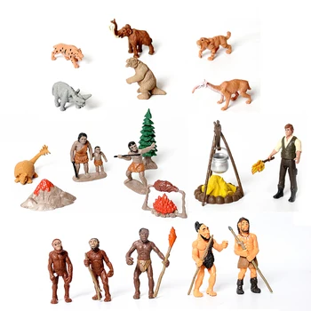Моделиране на Примитивна Човешка Праисторически Живот, сцени Ловец и Фигурки на Животни Модели на Исторически Забавни Фигурки Играчки