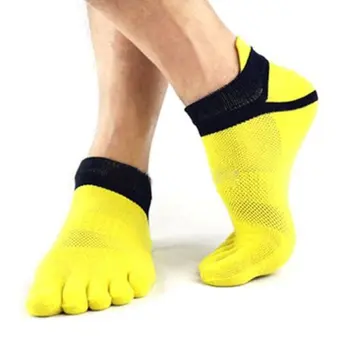1 Чифт Мъжки Памучни Спортни Чорапи с Пет Пръста За Джогинг, Дишащи Кальцетины, Къси Чорапи На Щиколотке