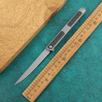 ДЕВЕТ ШИПОВЕ-Тактически Титан джобен нож за оцеляване S90V, Сгъваем Нож от въглеродни влакна, Спасителна Джобно ножче 60 HRC, Кухненски Нож EDC