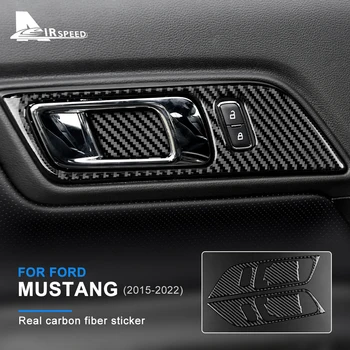 Скорост на ПОЛЕТА Въглеродни Влакна Вътрешната Дръжка на Вратата на Автомобила Врата Купата на Кутията Рамка Стикер за Ford Mustang 2015-2022 Аксесоари за интериорна Декорация