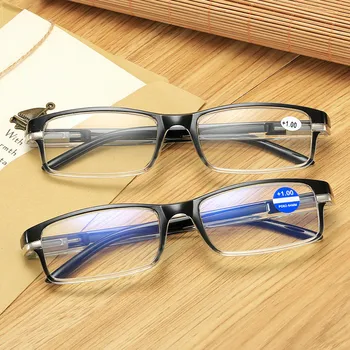 Очила за четене с анти-синя светлина, очила от сплав на пружинна дръжка, Ретро Бизнес Очила за далекогледство, Очила по рецепта, Диоптър от 0 до + 4,0