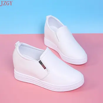 2022 добавени чехли на платформа, нескользящие кожени обувки на плоска подметка, модни и ежедневни дамски обувки на равна подметка, бели обувки, дамски обувки