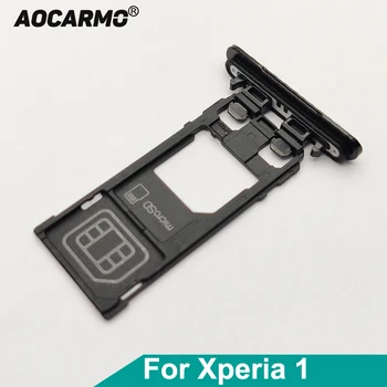 Aocarmo За Sony Xperia 1/X1/XZ4 J9110 Един Двоен Държач на Карта с Памет microSD Четец Слот За SIM-карти Замяна
