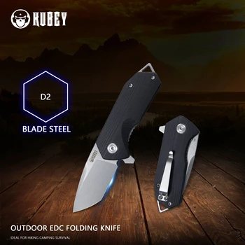 Kubey Кръгъл KU203 EDC Джобен Нож Tanto D2 Острието и Дръжката G10 Открит Сгъваем Нож за Къмпинг Туризъм