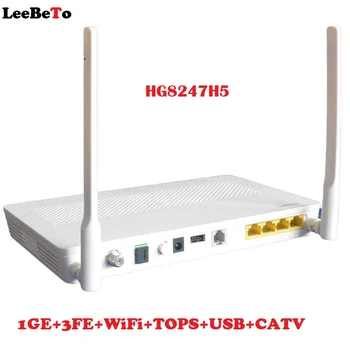 5 бр. НОВ HG8247H5 G/E/XPON Ont ONU FTTH SC APC Модем Рутер 1GE + 3FE + WiFi + КАПАЦИ + USB + CATV с английски софтуер