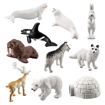10x Реалистична Модел на Арктическия Животински Дисплей Подпори Мини Фигурки Модели Играчки за Нова Година, Рожден Ден, Коледно Парти
