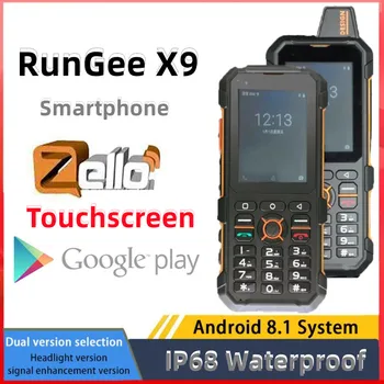IP68 Водоустойчив преносима радиостанция Rungee X9 4G Lte Смартфон Zello 1 GB + 8 GB Andriod 8,1 WiFi точка за достъп GPS Bluetooth Две СИМ карти FM ПР