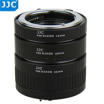 JJC Автоматично Удължител Обектив Адаптер 12 мм/20 мм/36 мм и Метален Адаптер Обектив с Автоматично Фокусиране Тръба Макрокольцо за Nikon F-mount Камера