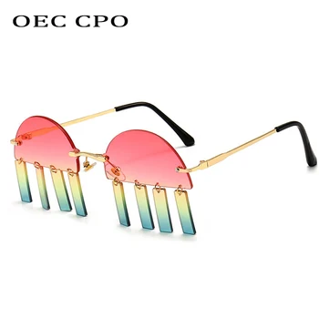 OEC CPO Модни Слънчеви Очила Без Рамки, Женски, С Окачване като Личност, без рамки Слънчеви Очила, Мъжки, пънк Очила, Дамски слънчеви Очила, UV400 Oculos