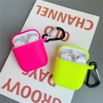 Флуоресцентен Цвят за Apple Airpods Калъф Плътен Цвят Bluetooth Слушалки Защитен Калъф за Air шушулките Pro/2/1 Калъф за слушалки, Кутия