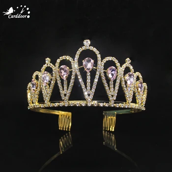 Carddoor Булката Crystal Crown Дама Момиче Прическа Със Сребърно Покритие Златни Аксесоари За Коса Сватба Парти Модерен Подарък Декорация За Коса