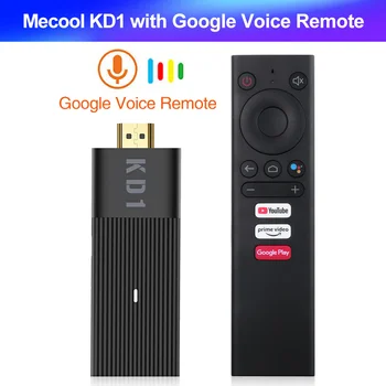 Андроид 10 на Google Certified Гласова 4K Двойна Wifi BT4.2 TV Stick Mecool KD1