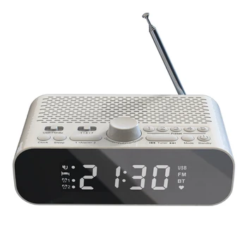 FM-радио часовник С поточно Възпроизвеждане Bluetooth Led Дисплей Двоен Будилник 1500 ма Hi-Fi Говорител С БАС-високоговорител