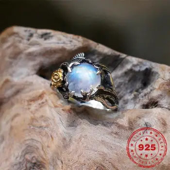 HOYON Винтажное Пръстен от сребро 925 проба с Лунен камък за Жени, бижута Anillos Bizuteria, пръстен със скъпоценния камък, безплатна доставка