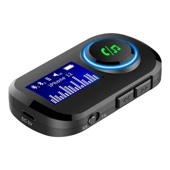 Комбиниран приемник и предавател с Bluetooth T5 с дисплей, вградена батерия, 3,5-мм Аудио адаптер Bluetooth 5,0