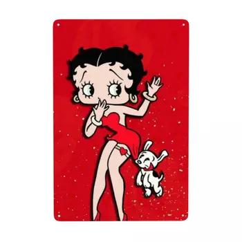 Буут е Bettys Карикатура Момиче Знак Потребителски Стари Анимации Метални Табели за Офис, Магазин, Заведения Клуба Пещерния Човек Бар Начало Декор
