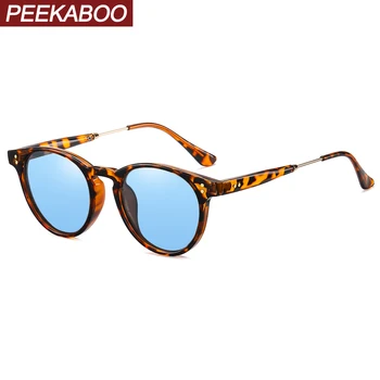 Peekaboo сини жълти кръгли слънчеви очила polarized мъжки полуметаллические TR90 модни слънчеви очила за жени uv400 летен стил на шофиране