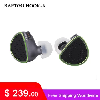 RAPTGO HOOK-X 14,2 мм, Открит плосък диск + PZT Drive Hi-Fi Слушалки в ушите с подвижна 0,78 2pin OCC-кабел