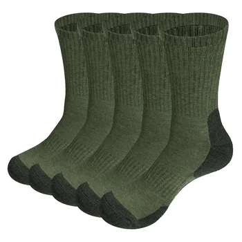 YUEDGE Мъжки влагоотводящие термоботинки до средата на прасците, спортни туристически треккинговые чорапи (5 двойки/опаковане.)