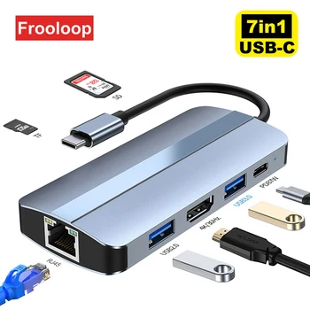 USB C HDMI Концентратор С Докинг Станция Ethernet Type C Сплитер За Интернет RJ-45 на USB 2,0 3,0 SD TF PD Адаптер За Macbook Pro Air