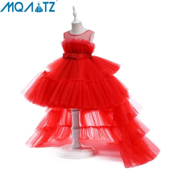 MQATZ Лятна Рокля 1 Година Червено Пищни Бебешка Рокля-пакет На Кръщенета Принцеса С Влак Vestido За Деца, Дрехи за Кръщаване на Малки Момичета