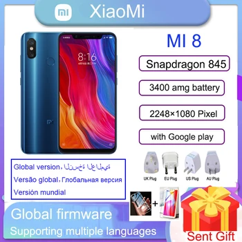 Глобалната версия на мобилния телефон на Xiaomi 8 Батерия 3400 Amh Двойна карта 6,21 инча Bluetooth 5,0 Adreno 630 2248 × 1080 пиксела